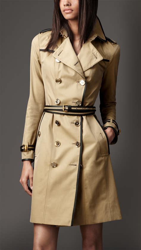 burberry long cotton gabardine leather detail trench coat|burberry trench coat asos marketplace.